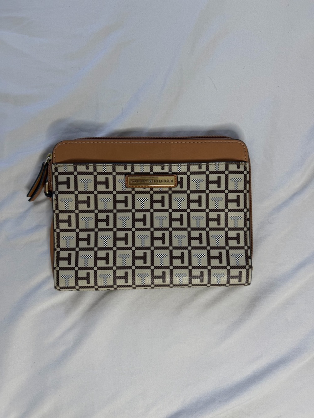 Tommy Hilfiger Cream & Brown Monogram Zip Pouch